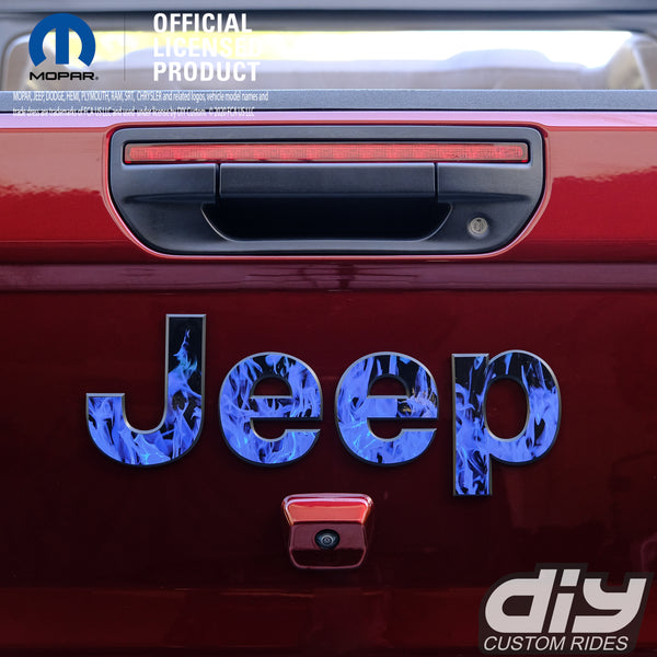 Jeep Emblem Overlay Decals - Blue Flames