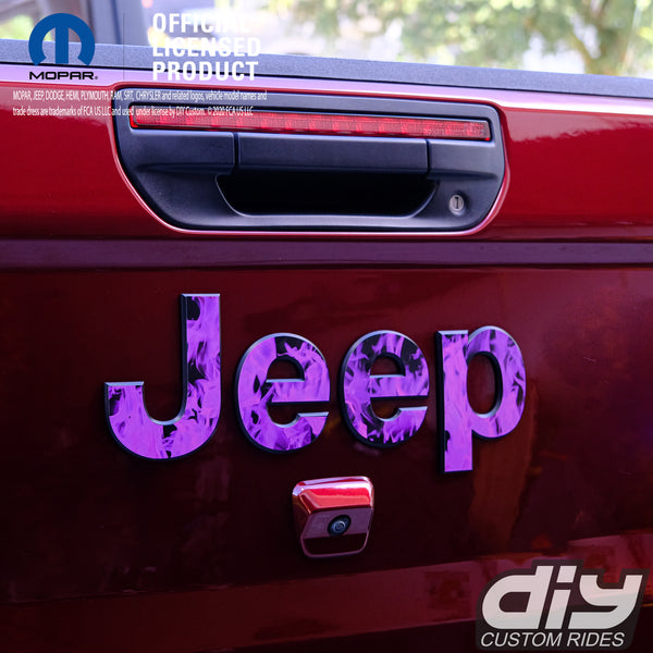 Jeep Emblem Overlay Decals - Purple Flames