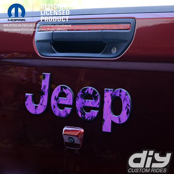 Jeep Emblem Overlay Decals - Purple Flames