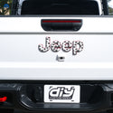 Jeep Emblem Overlay Decals - Dog Paws Black on White