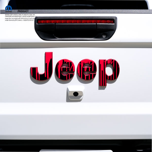 Jeep Emblem Overlay Decals - Dripping Red