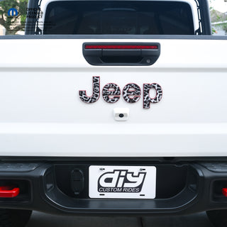 Jeep Emblem Overlay Decals - Grayscale Leopard Print