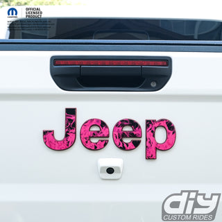 Jeep Emblem Overlay Decals - Pink Flames