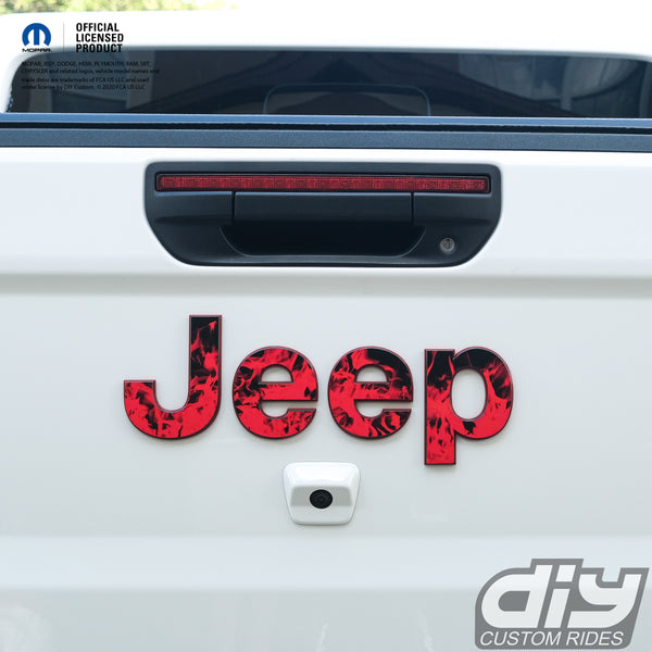 Jeep Emblem Overlay Decals - Red Flames