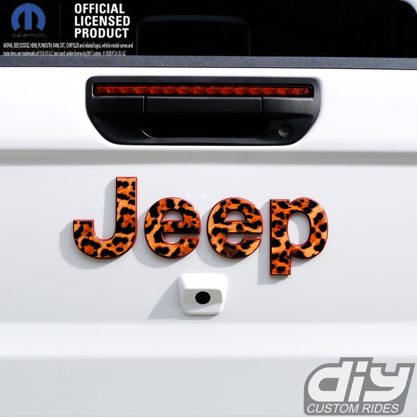 Jeep Emblem Overlay Decals - Leopard Print