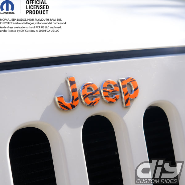 Jeep Emblem Overlay Decals - Tiger Print