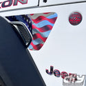 Jeep Fender Vent Vinyl "Chrome Waving American Flag" Decals Fits 2018-2024 Wrangler JL & Gladiator