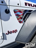 Jeep Fender Vent Vinyl "Chrome Waving American Flag" Decals Fits 2018-2024 Wrangler JL & Gladiator