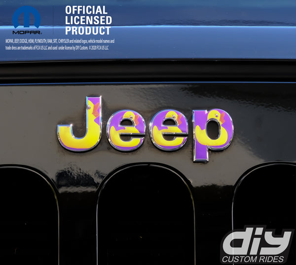 Jeep Emblem Overlay Decals - Ducks On Purple