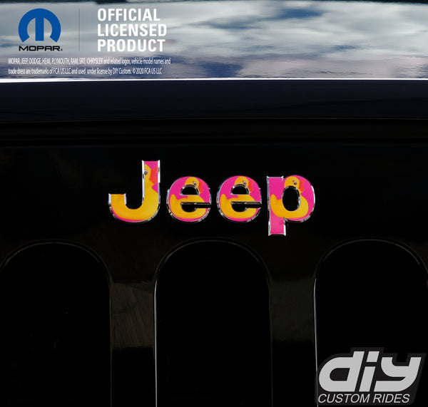 Jeep Emblem Overlay Decals - Ducks On Pink