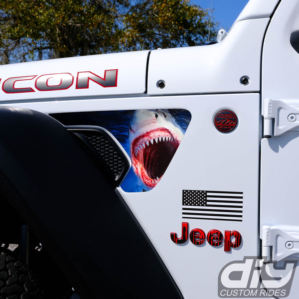 Jeep Fender Vent Vinyl "Shark" Decals Fits 2018-2024 Wrangler JL & Gladiator