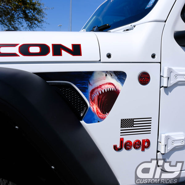 Jeep Fender Vent Vinyl "Shark" Decals Fits 2018-2024 Wrangler JL & Gladiator