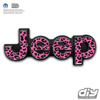 Jeep Emblem Overlay Decals -  Pink and Black Leopard Print