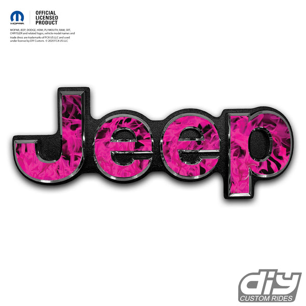 Jeep Emblem Overlay Decals - Pink Flames