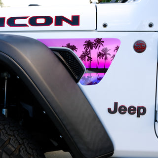 Jeep Fender Vent Vinyl "Pink Sunset" Decals Fits 2018-2025 Wrangler JL & Gladiator