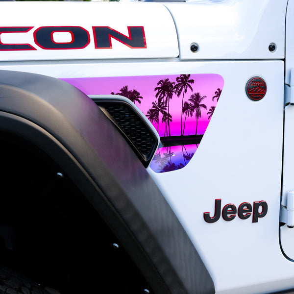 Jeep Fender Vent Vinyl "Pink Sunset" Decals Fits 2018-2025 Wrangler JL & Gladiator