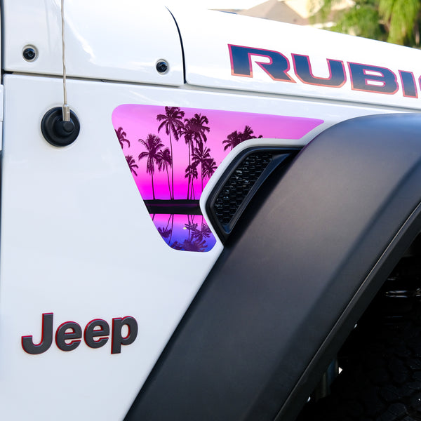 Jeep Fender Vent Vinyl "Pink Sunset" Decals Fits 2018-2025 Wrangler JL & Gladiator