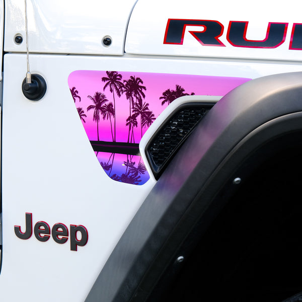 Jeep Fender Vent Vinyl "Pink Sunset" Decals Fits 2018-2025 Wrangler JL & Gladiator