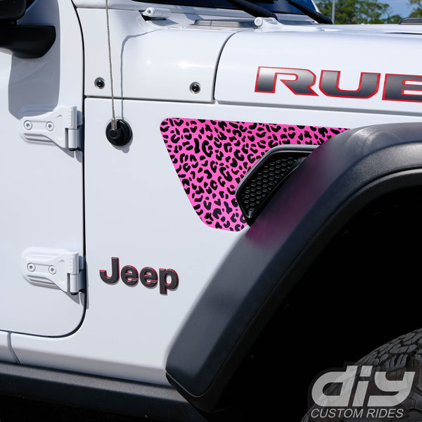 Jeep Fender Vent Vinyl "Pink Leopard" Decals Fits 2018-2024 Wrangler JL & Gladiator