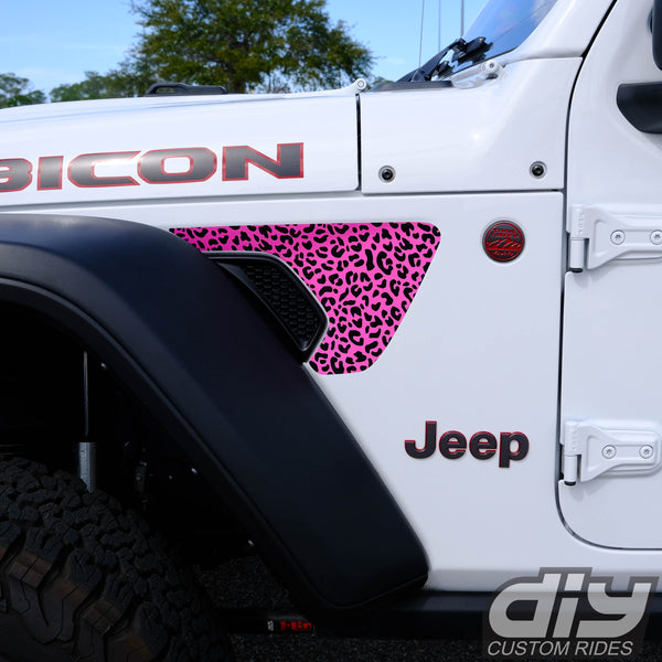 Jeep Fender Vent Vinyl "Pink Leopard" Decals Fits 2018-2024 Wrangler JL & Gladiator