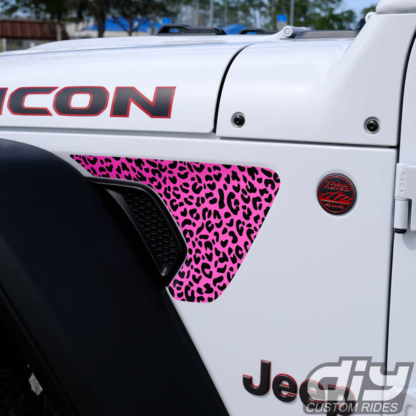 Jeep Fender Vent Vinyl "Pink Leopard" Decals Fits 2018-2024 Wrangler JL & Gladiator