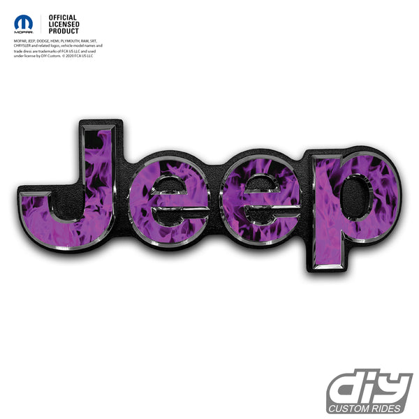 Jeep Emblem Overlay Decals - Purple Flames