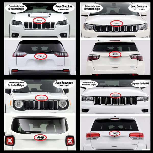 Jeep Emblem Overlay Decals - Dog Paws Black on White