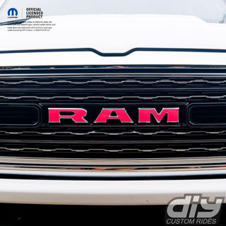 RAM Grill Emblem Overlay Decals FLUORESCENT HOT PINK FLAG Fits 2019-2024 1500-5500