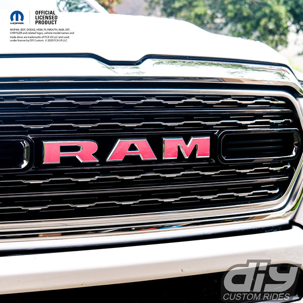 RAM Grill Emblem Overlay Decals FLUORESCENT HOT PINK FLAG Fits 2019-2024 1500-5500