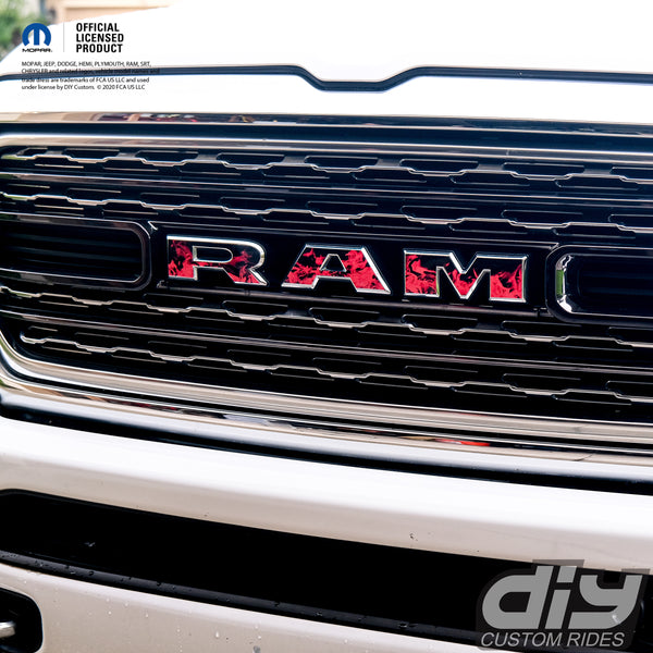 RAM Grill Emblem Overlay Decals RED FIRE FLAMES Fits 2009-2024 1500-5500