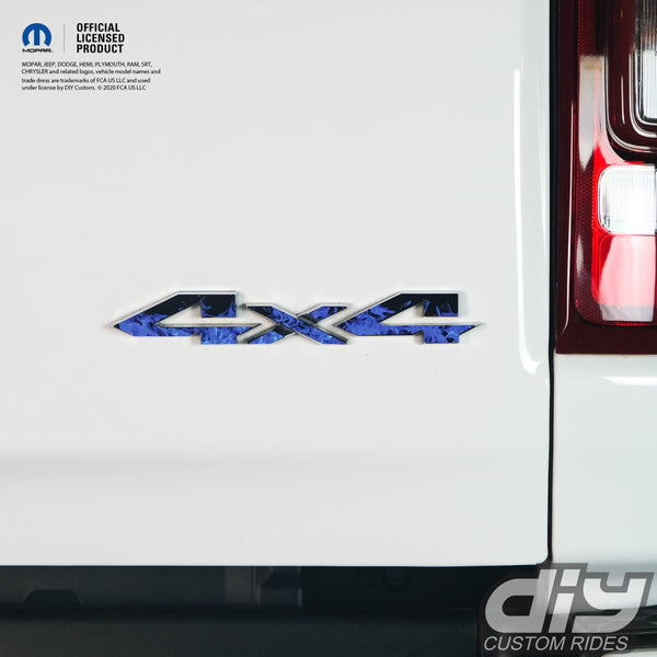 RAM 4x4 Emblem Overlay Decals BLUE FIRE FLAMES Fits 2009-2023 1500-5500