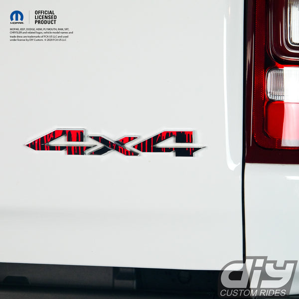 RAM 4x4 Emblem Overlay Decals DRIPPING RED Fits 2009-2023 1500-5500