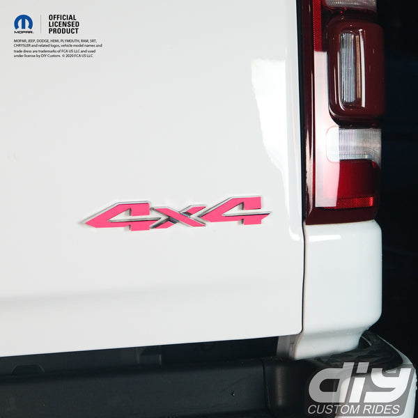 RAM 4x4 Emblem Overlay Decals FLUORESCENT HOT PINK Fits 2009-2023 1500-5500