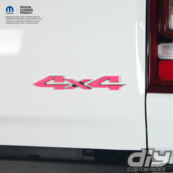 RAM 4x4 Emblem Overlay Decals FLUORESCENT HOT PINK Fits 2009-2023 1500-5500