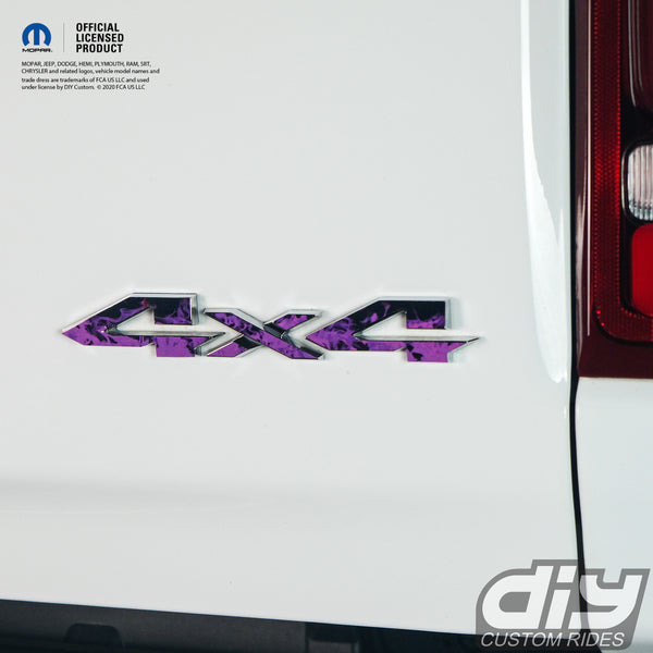 RAM 4x4 Emblem Overlay Decals PURPLE FIRE FLAMES Fits 2009-2023 1500-5500