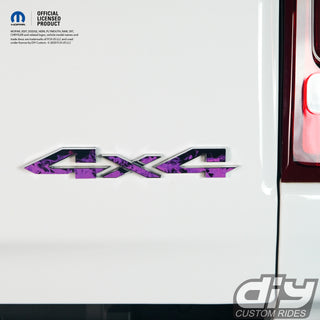 RAM 4x4 Emblem Overlay Decals PURPLE FIRE FLAMES Fits 2009-2023 1500-5500