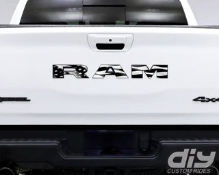 RAM Tailgate Emblem Overlay Decals Grayscale American Flag Fits 2009-2023 Trucks