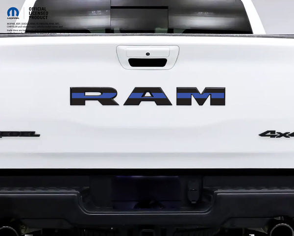 RAM Tailgate Letters Premium Vinyl Overlay Decals Thin Blue Line Fits 2009-2025 Trucks