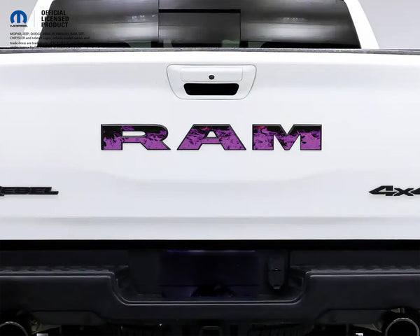 RAM Tailgate Letters Premium Vinyl Overlay Decals Purple Flames Fits 2009-2023 Trucks