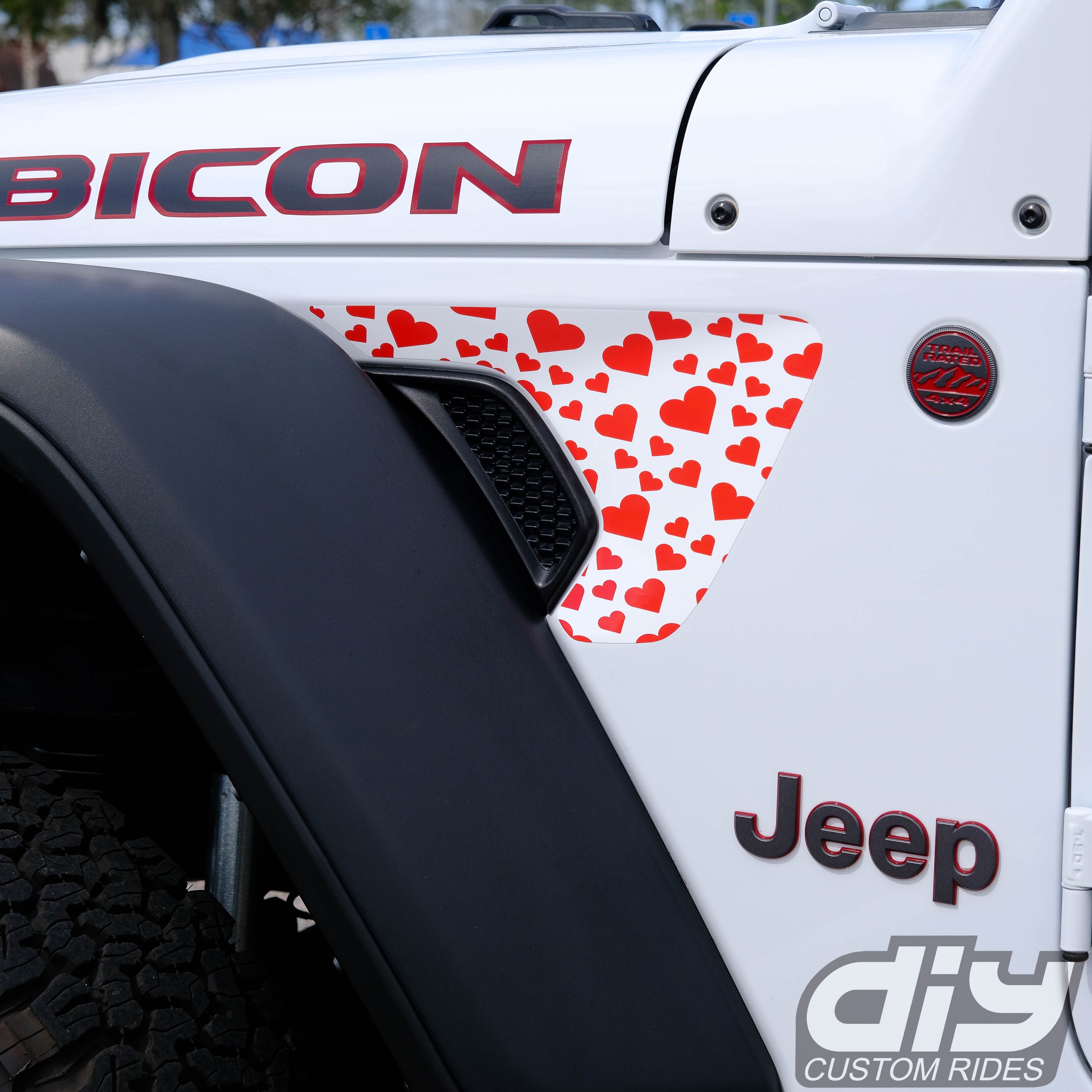 Jeep Fender Vent Vinyl "Hearts" Decals Fits 20182024 Wrangler JL & Gl