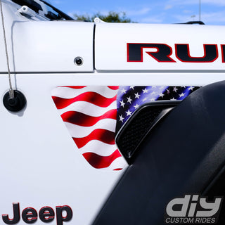 Jeep Fender Vent Vinyl "American Flag" Decals Fits 2018-2024 Wrangler JL & Gladiator