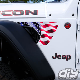 Jeep Fender Vent Vinyl "American Flag" Decals Fits 2018-2024 Wrangler JL & Gladiator