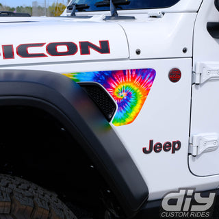 Jeep Fender Vent Vinyl "Tie Dye" Decals Fits 2018-2024 Wrangler JL & Gladiator