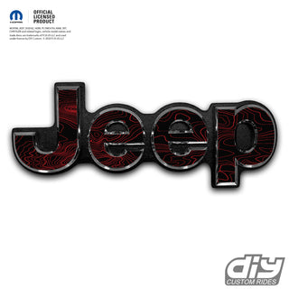 Jeep Emblem Overlay Decals -Topographic Black with Red