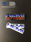 RAM 1500 HEMI Fender Emblem Overlay Decals (Pair) BLUE FIRE FLAMES Fits 2013-2023