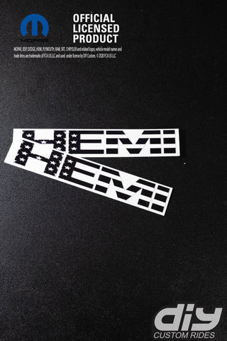 RAM 1500 HEMI Fender Emblem Overlay Decals (Pair) BLACK WHITE AMERICAN FLAG Fits 2013-2023