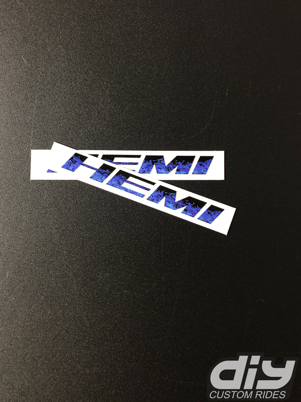 Dodge HEMI Fender Emblem Insert Overlay Decal L&R BLUE FIRE FLAMES Fits 11-20 Dodge Challenger Charger Durango