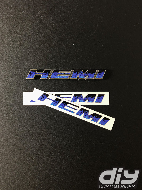 Dodge HEMI Fender Emblem Insert Overlay Decal L&R BLUE FIRE FLAMES Fits 11-20 Dodge Challenger Charger Durango