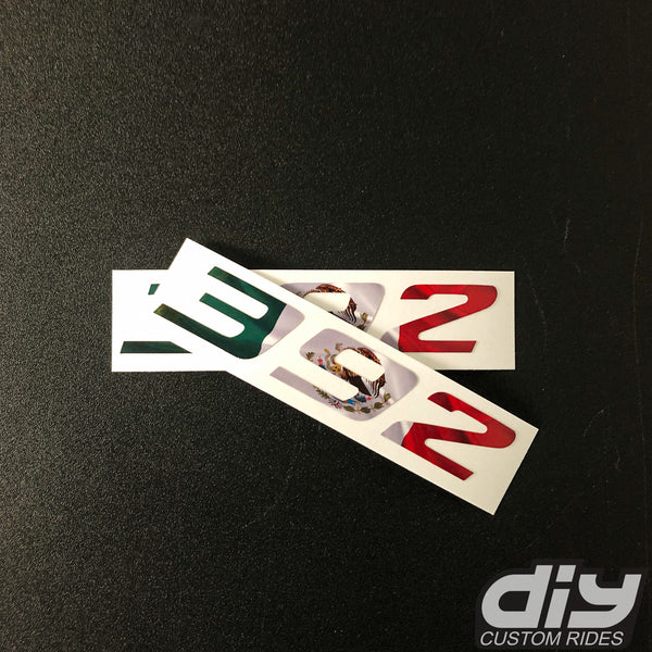 392 Fender Emblem Overlay Decals L&R MEXICAN FLAG Fits Dodge Challenge ...
