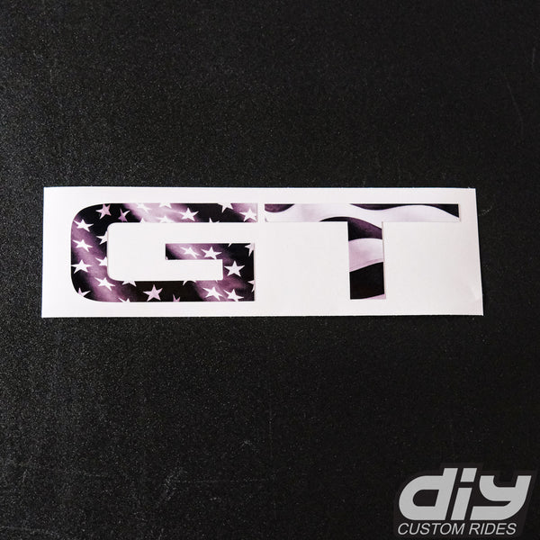 GT Grayscale American Flag Rear Emblem Overlay Vinyl Decal Fits 2015-2023 Mustang GT